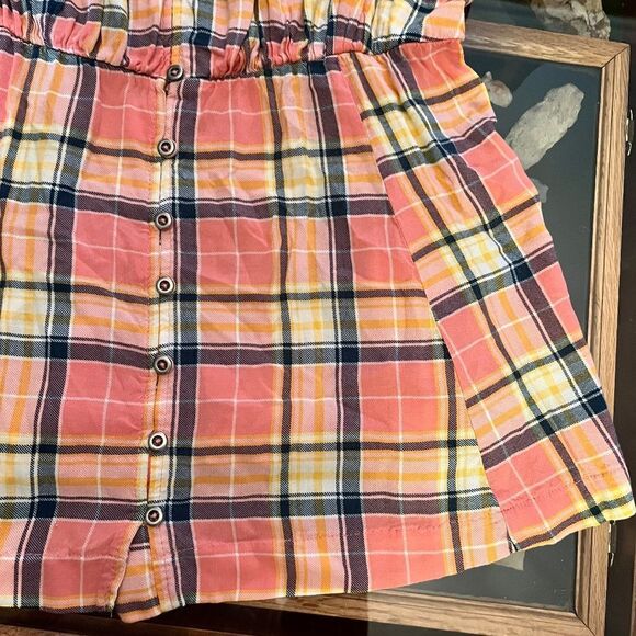 Torrid Size 0 Peach Yellow Checkered Fit & Flare Buttons Adorable - Picture 7 of 13